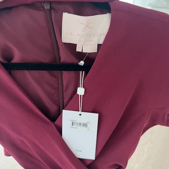 Gal Meets Glam Size 00 Delaney Jumpsuit Wine New Holidays Office Wedding Guest - Picture 14 of 16